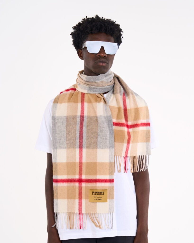 Edinburgh Cashmere DC Check Cashmere Scarf gift box birthday